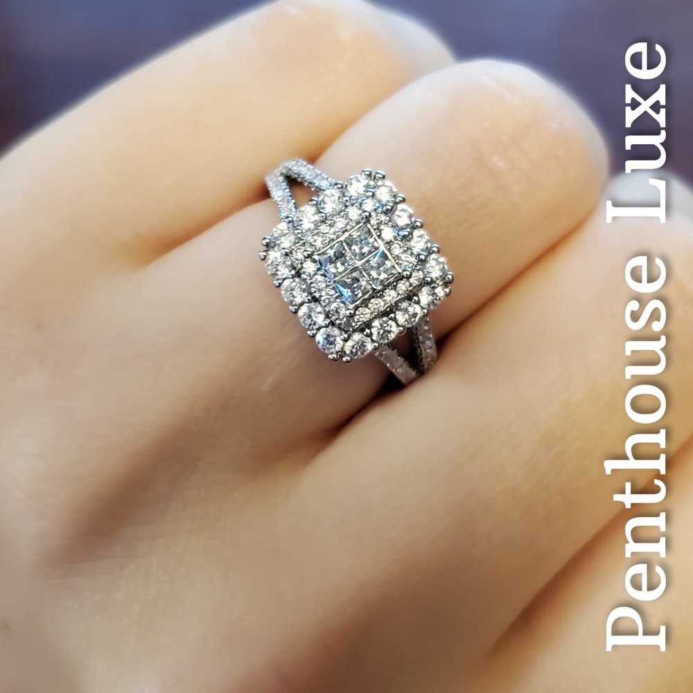 Square Double Halo Micro Paved Ring - Picture 5 of 7